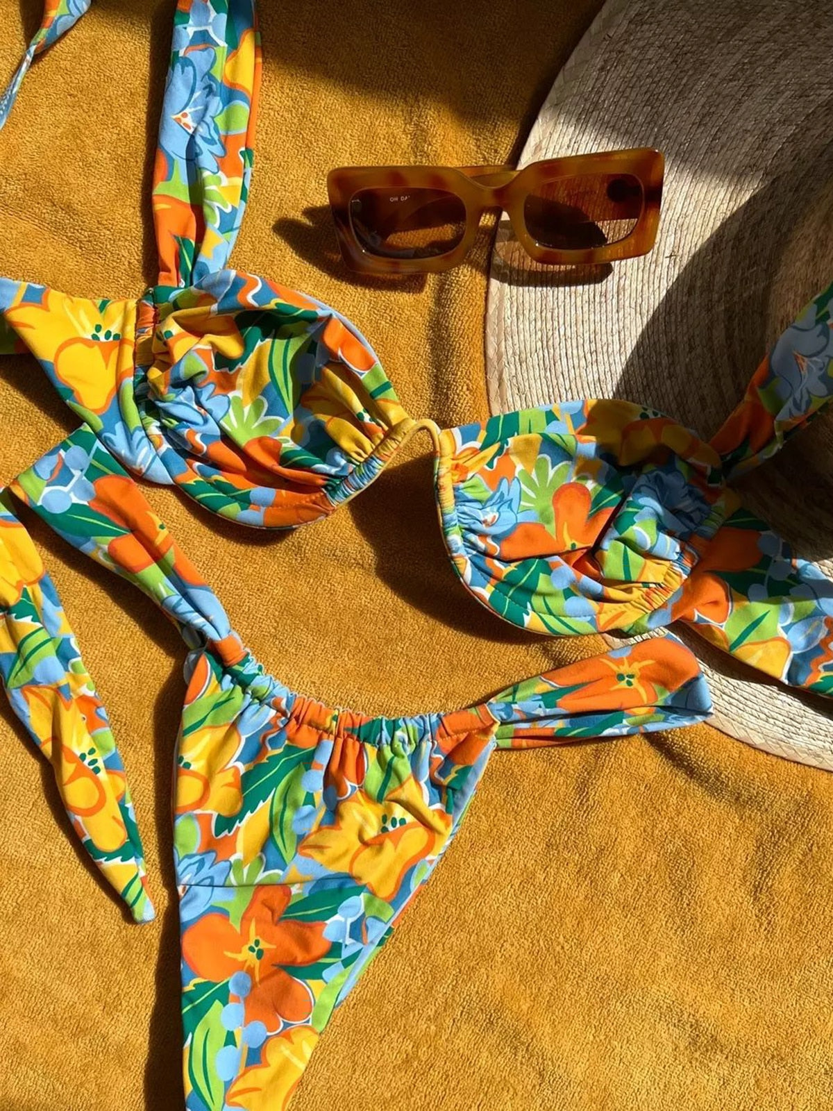Yipinpay Up Bikinis 2023 Women Swimsuit Female Swimwear Print Floral Beach Thong Brazilian Bikinis Set Bathing Suit Beachwear