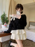 Yipinpay Knitted Crop Tops Women Vintage Bow Slash Neck Off Shoulder Sweater Vintage Ins Fashion Female Sexy Pullover Sweet