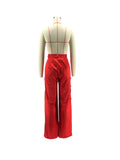 Yipinpay Spring Summer Cargo Trouser Casual Streetwear Satin Stretch High Waist Pant With Pocket Women Wide Leg Flare Pants