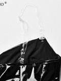 Yipinpay MO Red PU Leather Sexy Strapless Bodysuit Women Sleeveless Backless Jumpsuit Women Rompers Black Casual Body Mujer Femme