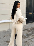 Yipinpay Autumn 2 Piece-Set Tracksuit Trousers Outfits Female Slim High Waist Drawstring Fashion Clothes Loose Women's Pants Sets