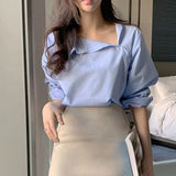 Yipinpay Lady Work Blue Striped Shirts Women Slim Fashion Blusas Mujer De Moda 2023 Spring Button Long Sleeve Tops Casual Blouse