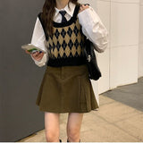 Yipinpay Brown Denim Skirt Women Vintage Cute Korean Style High Waist Pocket A-line Pleated Mini Skirt for Girls Preppy Casual