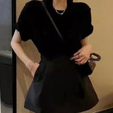 Yipinpay Line Puffy Mini Black Skirt Women High Waist Korean Style Fall Wild Casual Sexy Retro Y2k Suits Faldas Mujer Moda 2023 Jupe