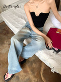 yipinpay Women's Baggy Jeans 2023 Vintage Fashion Classic Wide Leg Denim Pants Female Street Casual Korean Harajuku Chic Jean
