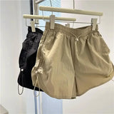 Yipinpay Shorts Women Summer Spicy Girl High Waist Loose A-line Versatile Wide Leg Drawstring Quick Dried Casual Short Pants