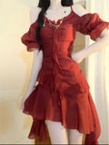 Yipinpay French Elegant Y2k Mini Dress Even Party Short Sleeve Dress Woman Vintage One Piece Dress Korean Fashion 2024 Summer Chic