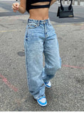 Yipinpay New Y2K Women's Jeans Fashion Loose Denim Wide Leg Pants Street Casual Female Trousers Blue/Off White S-XL Drop Shipping
