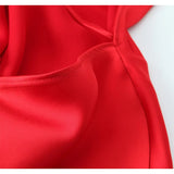 Yipinpay Women Sexy Backless Satin Red Sling Long Dress Christmas Party Vestidos