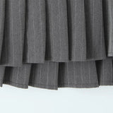 Yipinpay Y2K Pinstripe Pleated Mini Skirt Women Sexy Low Waist Short Skater Skirts Jupe