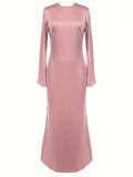 Yipinpay Solid High Waist Fashion Maxi Dress For Women Long Sleeve Patchwork Slim Elegant Party Dress Autumn 2024 Female Long Dress