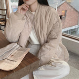 yipinpay New Khaki Corduroy Warm Jacket Korean Simplicity Baggy Straight Coat Fashion Casual Female Puffer Comfortable Outwear