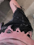 Yipinpay Vintage Tie Dye Jean Skirt Women Summer Punk Grunge Streetwear High Waist Distressed Lace-up Irregular Denim Mini Skirt