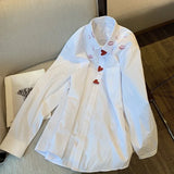 Yipinpay Blusas Mujer White Shirt Women Lip Print Casual Tops Camisa Spring Blouse Chic Love Button Shirts