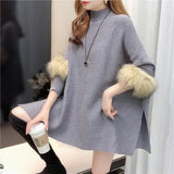 Yipinpay Shirt Half High Collar Pullover Sweater Knitwear Spring, Autumn and Winter Loose Oversized Pullover Cape Pullover Sweater