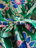 Yipinpay Green Print Mini Dress Women Belt Floral Dress Woman Ruched Short Dresses For Women 2023 Casual Summer Women's Dresses