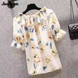 Yipinpay Women's Summer Shorts Suit 2024 New Casual Printed Shirt Top Pants Two Piece Korean Fashion Elegant Short Sleeve Blouse Set