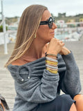 Yipinpay Slash Neck Off Shoulder Women Knitt Sweater Fashion Simple Long Sleeve Pullovers Autumn Winter Streetwear Lady Sweater