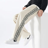 Yipinpay Men Casual Pants Shrink Resistance Absorb Baggy Trousers Drawstring Elastic Waist Waffle Sweatpants Streetwear Men's Clothing