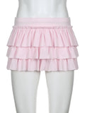 Yipinpay New Pink Casual Sweet Solid Bow A-Line Skirt with Skirt Slim Low-Waisted Mini Skirts Women Fashion Streetwear Ladies Chic