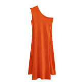 Yipinpay 2023 Asymmetric Knitted Dresses For Women Orange Cape Summer Long Dress Women Off Shoulder Elegant Evening Party Dresses