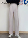 yipinpay Suit Pants for Women Elegant Slim Casual Loose Back Elastic Band Ladies Pants Korean Fashion Luxury Black Trousers