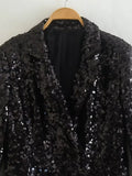 Yipinpay Black Sequin Blazer Woman Glitter Long Blazer Women Double Breasted Elegant Suits For Women 2023 Long Sleeve Women's Jacket