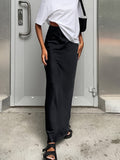 Yipinpay Long Black Skirt Satin Women 2023 Summer High Waist Casual Fashion Slim Imitation Silk Mermaid Maxi Skirt Elegant Female