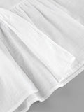 Yipinpay White Cotton Linen Spaghetti Strap Dress Women V-Neck Summer Vacation A-Line Dress Ruched Casual Button Dresses 2023