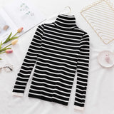Yipinpay Women's Autumn Winter Long Sleeve Sweater Striped Knitwear Slim Turtleneck Bottoming Shirt 2024 New Fashion All-Match Top