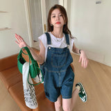 Yipinpay Denim Shorts Women's Summer Korean Version Wide Leg Jeans Army Green Elastic High Waist Loose Casual Y2k Fashion Shorts