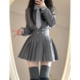 Yipinpay New Elegant 3 Piece Set Skirt Woman Stripe Shirt + High Waist Y2k Mini Skirt + Short Coat Fashion Suit Preppy Style Summer