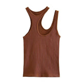 Yipinpay Cut Out Tank Top Female Yellow Knitted Crop Top With Straps Seamless Basic Tops Women Streetwear Summer White Black Top