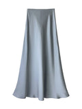Yipinpay Black Satin High Waist Maxi Skirt Women Fashion Slim Patchwork Elegant Party Long Skirt Female High Street Y2k Long Skirt