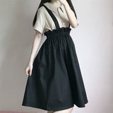 Yipinpay New Spring Autumn Women Skirt Casual Sweet A-line Long Skirts Solid Simplicity Strap Skirt Female Japan Style
