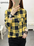 Yipinpay Spring Plaid Printed Wmen's Shirt Korean Fashion Inside Top Cardigan Oversized Long-sleeved Blouses Woman Shirts Button Up