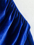 Yipinpay Blue Velvet Dress Women Off Shoulder Corset Dress Woman Backless Sexy Short Dresses Ruched Evening Party Dresses For Women