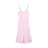 Yipinpay Pink Corset Dress Woman Ruffle Summer Long Dress Women Textured Backless Sexy Dresses Elegant Party Dresses For Women