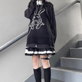 Yipinpay Mall Goth Gothic Lace Ruffle Mini Skirts Womens Harajuku Fairy Grunge Black Pleated Skirt Japanese Lolita Streetwear