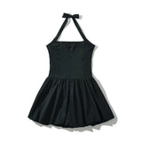 Yipinpay Sexy Elegant Women Chic Backless Halter Black Dress Summer Female Party Mini Robe