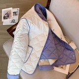 Yipinpay Quilted Coats Spring Autumn Chaqueta Mujer Puffer Jacket Jaqueta Feminina Contrast Argyle Women's Parkas Bomber Plaid