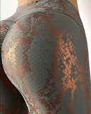 Yipinpay Women Casual Fashion 2023 Casual Snakeskin Print Bronzing High Waist Butt Lifting Tummy Control Yoga Pants Sexy Pants Trouser 0406