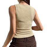 Yipinpay Butterfly Tank Tops Rhinestone Vintage Skin Knitted Mini Vest Women O Neck Sleeveless Cute Harajuku Sweats Chic