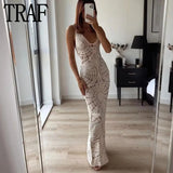 Yipinpay Cut Out Crochet Dress Woman Summer Knitted Long Dresses For Women 2023 Sexy Bodycon Dress Women Semi Sheer Party Dresses