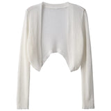 Yipinpay Cardigan Women Summer Elegant Solid Sunscreen Loose Fashion Sweater All-match Chic Long Sleeve Vintage Knitted Top