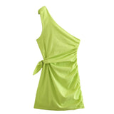 Yipinpay 2023 Woman Asymmetric Short Dresses For Women Knot Mini Summer Dress Woman Draped Sexy Dress Off Shoulder Party Dresses