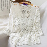 Yipinpay thin shawl with new solid color lace camisole jacket, women's cardigan, hollowed out knit sweater