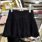 Yipinpay New Korean Fashion Loose Sweet Lace Slim A-line Short Skirt Women High Waist Spicy Girls White Half Mini Short Skirt