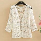 Yipinpay lace sunscreen cardigan with loose knit straps, air-conditioned jacket, spring and autumn new thin women's clothing