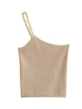 Yipinpay Asymmetrical Knit Top Female Beaded Beige Crop Top Women Off Shoulder Sexy Tops Woman Summer Backless Streetwear Y2k Tops